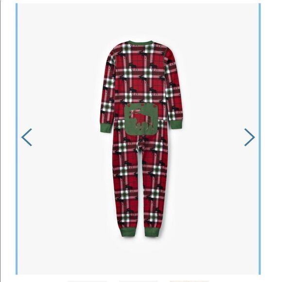 Little Blue House Holiday Moose On Plaid Union Suit - Picture 1 of 7